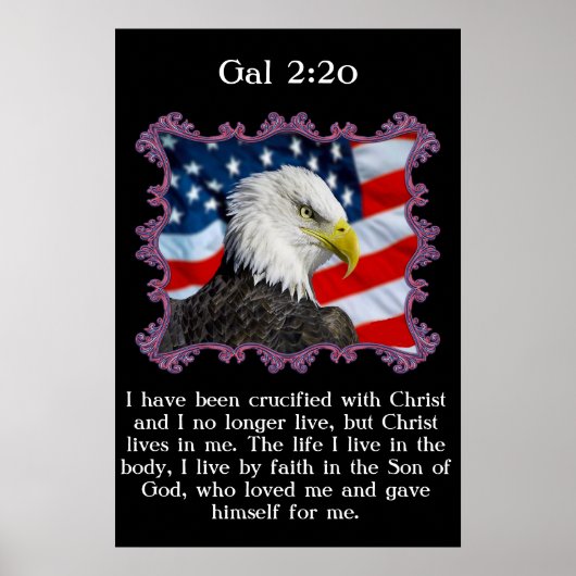 Poster Gal 2:20 Avec un aigle devant un drapeau américain (Devant)