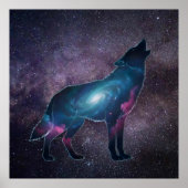 Poster Galactic Howling Wolf Silhouette (Devant)