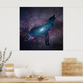 Poster Galactic Howling Wolf Silhouette (Cuisine)
