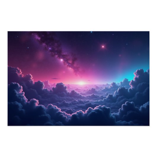 Poster Galactic Sunrise Over the Clouds (Devant)