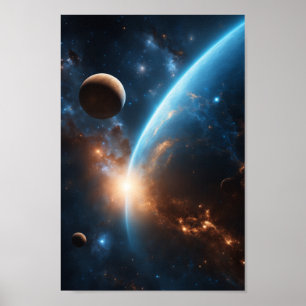 Poster Galaxie Bleue Orb Cosmique Stellaire Univers