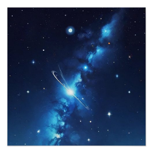 Poster Galaxie céleste bleue des étoiles (Devant)
