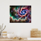 Poster Galaxie cosmique colorée avec Nebula radiante (Cuisine)