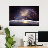 Poster Galaxie et terre étonnantes (Bureau à domicile)