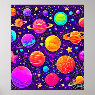 Poster Galaxie fantaisiste aux teintes douces