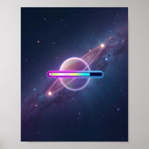 Poster Galaxie néon chargée sur une planète