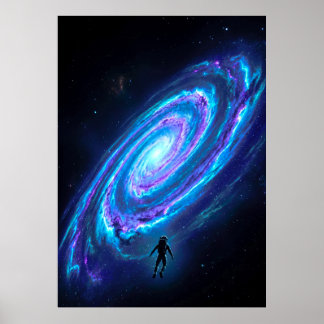 Poster Galaxie spirale cosmique lumineuse d'astronaute so