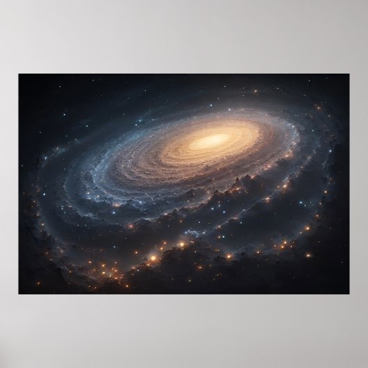 Poster Galaxie spirale dans l'espace profond avec noyau l (Devant)