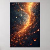Poster Galaxie Spirale de Notes de Musique Dorées (Devant)