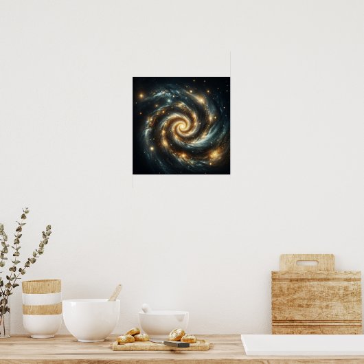 Poster Galaxie spirale dorée (Cuisine)