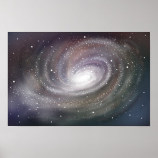 Poster Galaxie spirale fantastique brillant dans l'espace