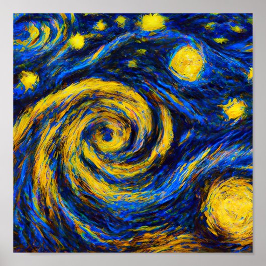 Poster Galaxie Universe dans le style Van Gogh (Devant)