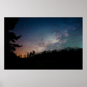 Poster Galaxie Voie Lactée Ciel Nocturne Arbres Photograp
