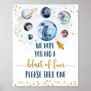 Poster Galaxy Blue Gold Blast Of Fun Birthday Favoriser S