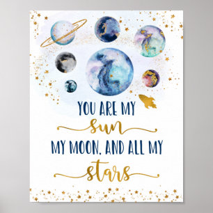 Poster Galaxy Blue Gold Vous Êtes Mes Étoiles Sun Moon