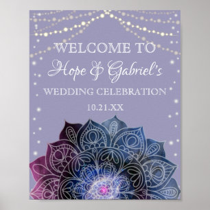 Poster Galaxy Boho Nebula Mandala Mariage d'ampoule légèr