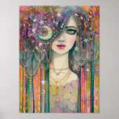 Poster Galaxy Girl Beautiful Boho Gypsy Imaginaire Art Fe (Devant)