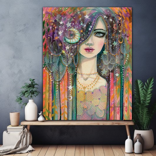 Poster Galaxy Girl Beautiful Boho Gypsy Imaginaire Art Fe