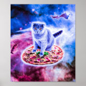 Poster Galaxy Kitty Chat Riding Pizza Dans L'Espace (Devant)