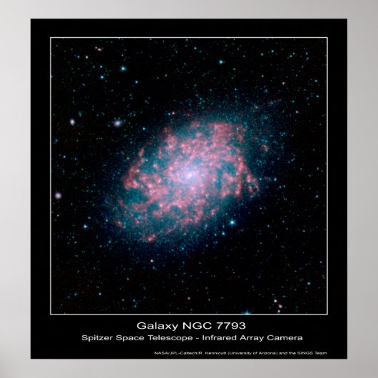 Poster Galaxy NGC 7793 - Spitzer Space Telescope - Infrar (Devant)