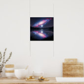 Poster Galaxy Over Moonlit Lake with Cosmic Reflection (Cuisine)
