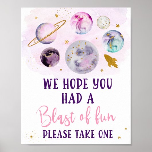 Poster Galaxy Pink Gold Blast Of Fun Birthday Favoriser S (Devant)