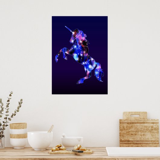 Poster Galaxy rose belle licorne brillant image (Cuisine)