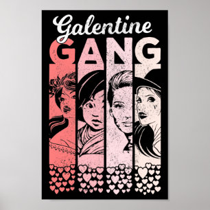 Poster Galentine Gang Vintage Valentines Femme Visages