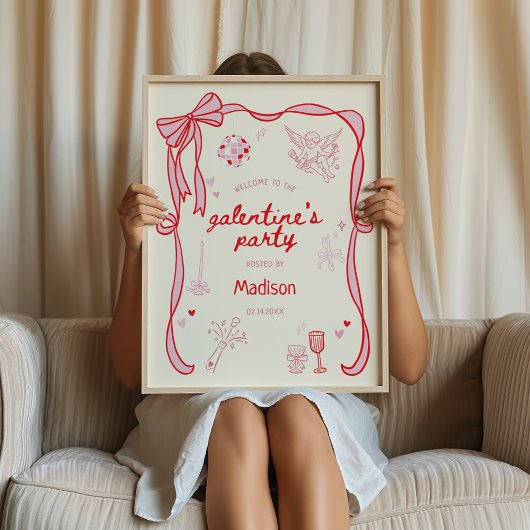 Poster Galentine's Day Party Downloadable Welcome 