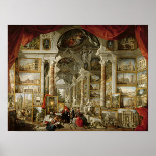 Poster Galerie avec vues sur Rome moderne, 1759