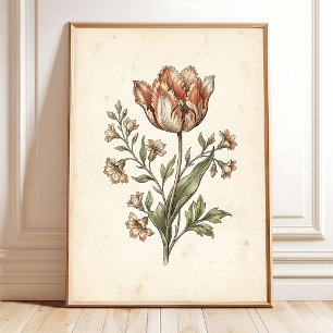 Poster Galerie d'art botanique de perroquet tulipe vintag