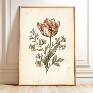 Poster Galerie d'art botanique de perroquet tulipe vintag