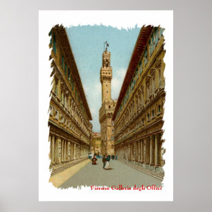 Poster Galerie des Offices d'Aquarelle Florence