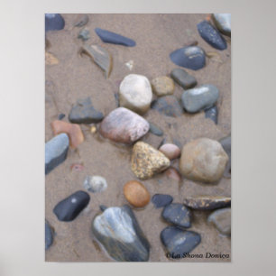 Poster Galets sur la plage Gros plan