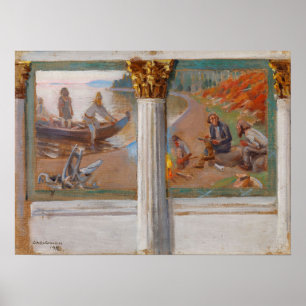 Poster Gallen-Kallela - Lonnrot Et Croquis De Poésie