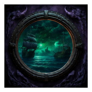 Poster Galleon fantôme sous les étoiles hantées