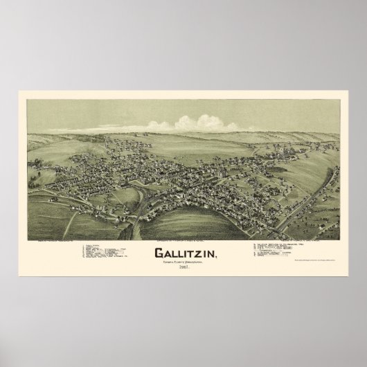 Poster Gallitzin, PA Carte panoramique - 1901 (Devant)