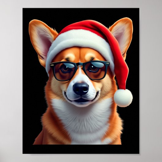 Poster Gallois Corgi Père Noël Sweat de Noël Noël Noël No (Devant)