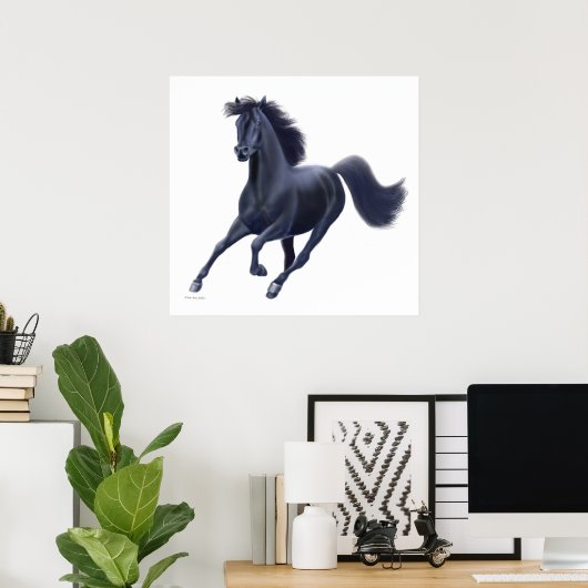 Poster Galloping Black Horse Print (Bureau à domicile)
