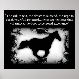 Poster Galloping Horse with Confucius quote
