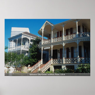 Poster Galveston City Centre, sud du Texas, États-Unis