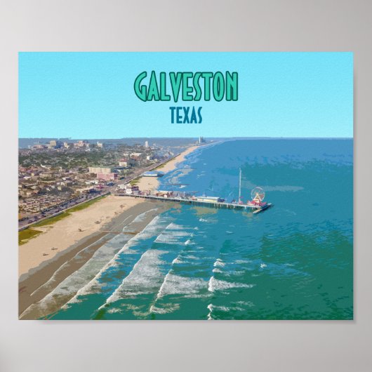 Poster Galveston Texas Pier Shore Vintage (Devant)