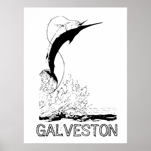 Poster Galveston, TX Pêche sportive (Devant)