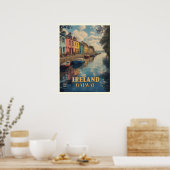 Poster Galway Ireland Retro Irish Landmark (Cuisine)