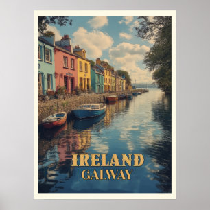Poster Galway Ireland Retro Irish Landmark