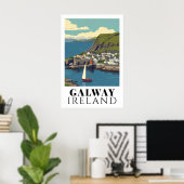 Poster Galway Ireland Vintage Harbour Travel Art (Bureau à domicile)