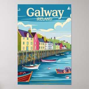 Poster Galway Irlande Vintage célèbre Travel Place