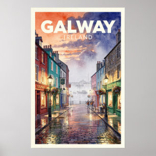 Poster Galway Irlande Voyage Vintage