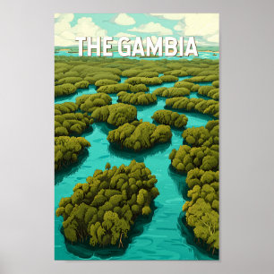 Poster Gambie Illustration Travel Art Vintage