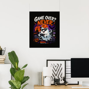 Poster Game Over Jamais Drôle Gamer Fantôme Halloween